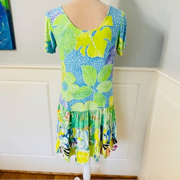 Jams World Hattie Dress Ruffle Tiered Babydoll Pacific Breeze Multicolor XS - Picture 6 of 9